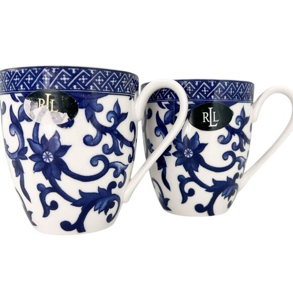 New x2 Ralph Lauren Blue Mandarin Cups Mugs - Picture 4 of 5